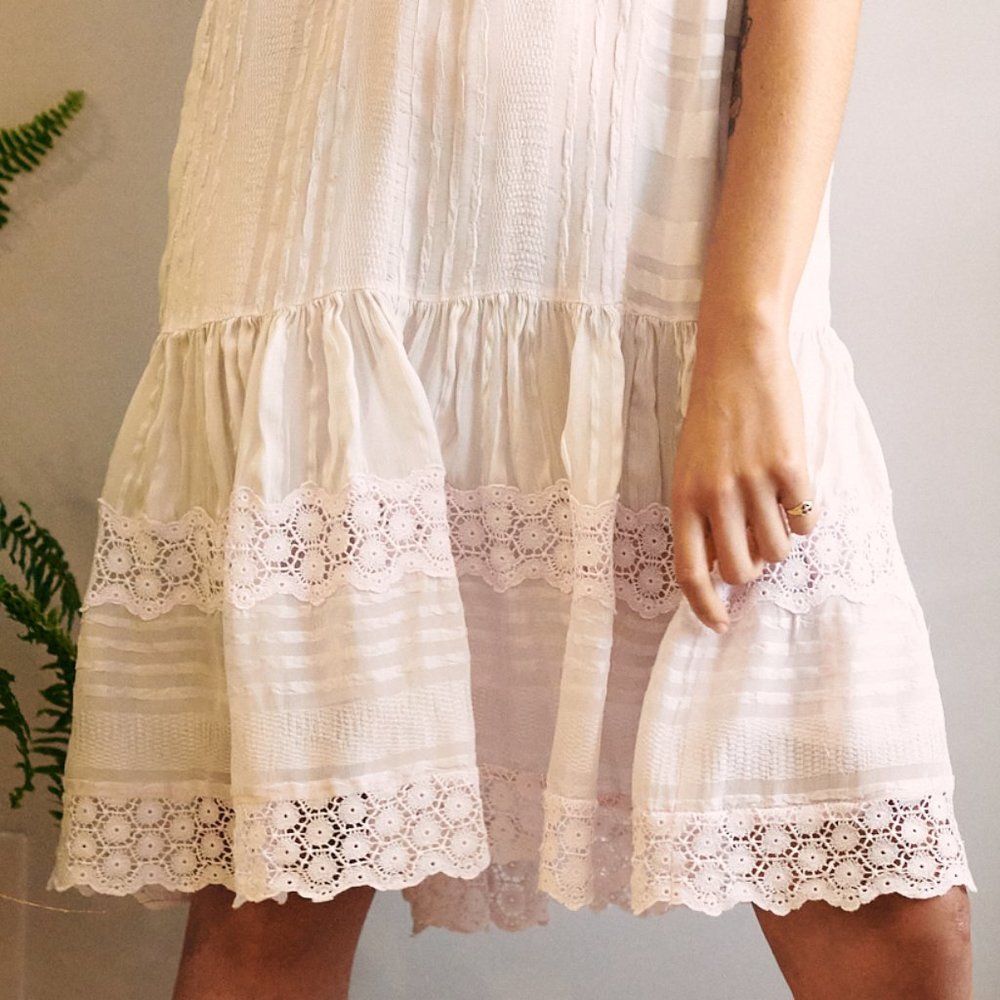 New Silk Rebecca Taylor blush lace babydoll 4 - Picture 6 of 10